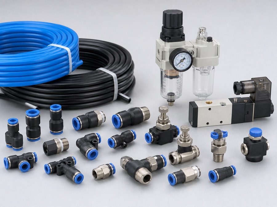 Pneumatic fittings, tubing, valves and FRL accessories