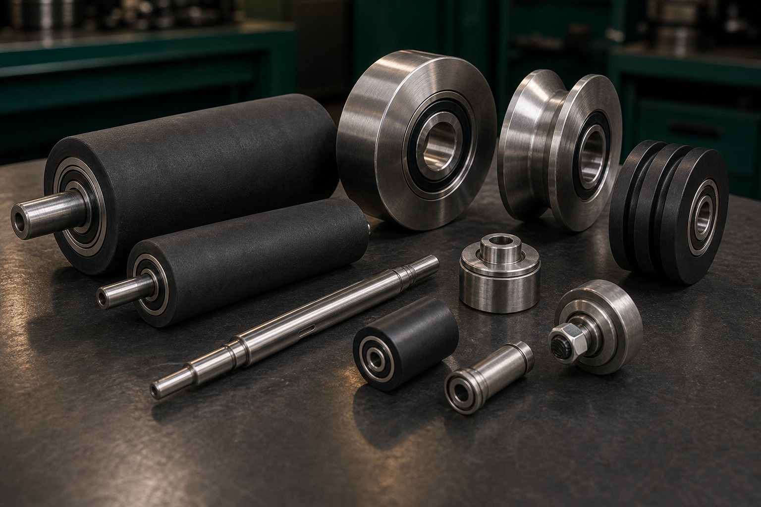 Industrial rollers and guide rollers